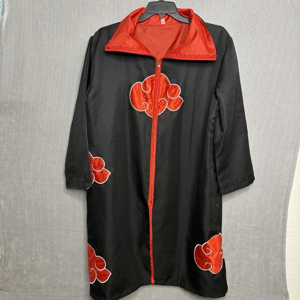 Naruto Akatsuki Cosplay Cloak Red Cloud Embroidered Design With Zipper Closure